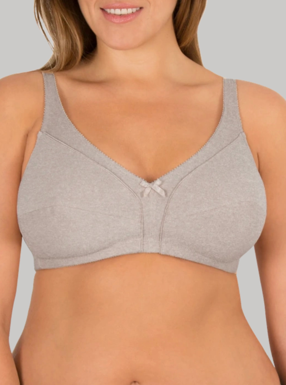 New Fit For Me Women's Bra Gray Seamed Unlined Wirefree Bra Full Figure ~ 44C